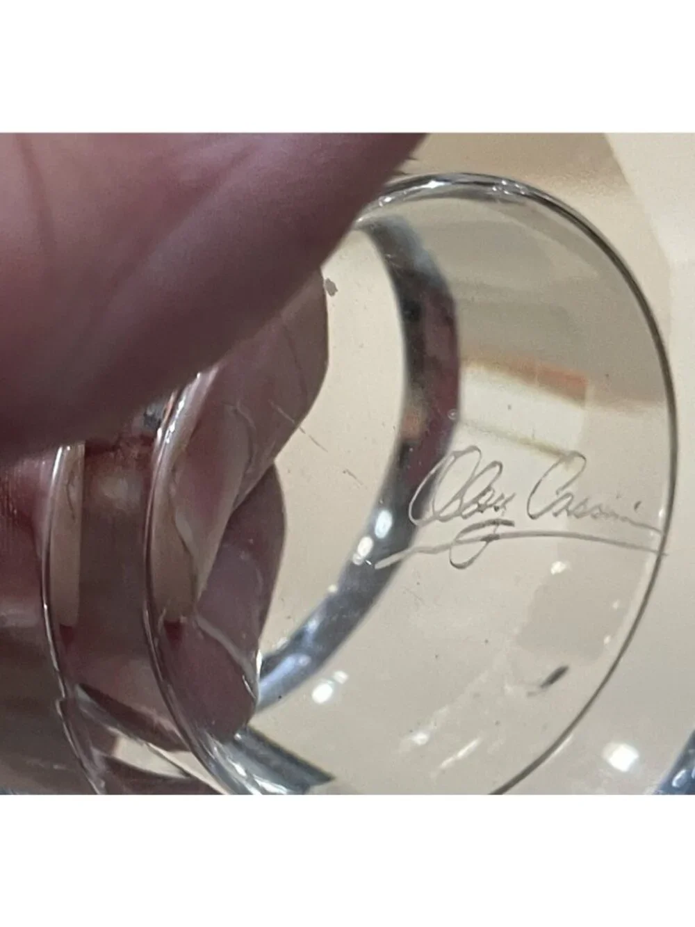 Oleg Cassini: Crystal Heart Shaped Glass Votive Candle Holder Clear Signed